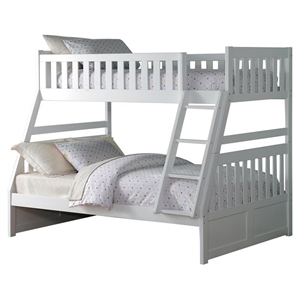 Pemberly Row Transitional Wood Twin over Full Bunk Bed in White