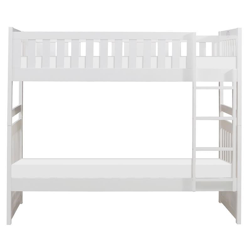 Pemberly Row Transitional Wood Twin over Twin Bunk Bed in White