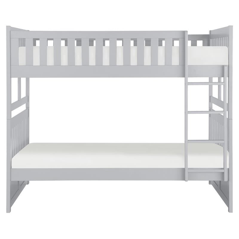 Pemberly Row Transitional Wood Full over Full Bunk Bed in Gray