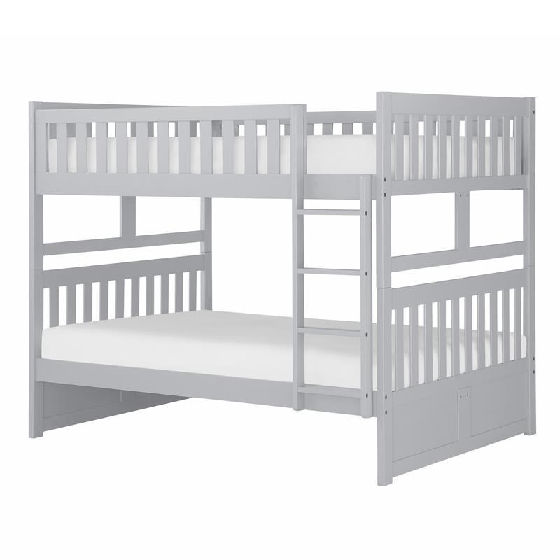 Pemberly Row Transitional Wood Full over Full Bunk Bed in Gray