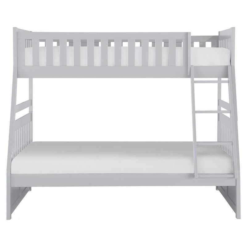 Pemberly Row Transitional Wood Twin over Full Bunk Bed in Gray