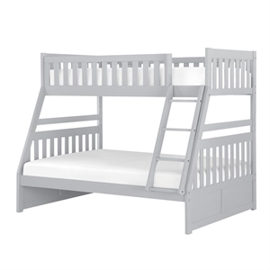 Pemberly Row Transitional Wood Twin over Full Bunk Bed in Gray