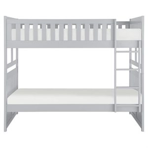 Pemberly Row Transitional Wood Twin over Twin Bunk Bed in Gray