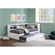Pemberly Row Transitional 5-Shelf Wood Twin Bookcase Corner Bed in White