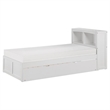 Pemberly Row Transitional Wood Twin Bookcase Bed with Storage Boxes in White