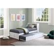 Pemberly Row Transitional Wood Twin Bookcase Bed with Storage Boxes in White