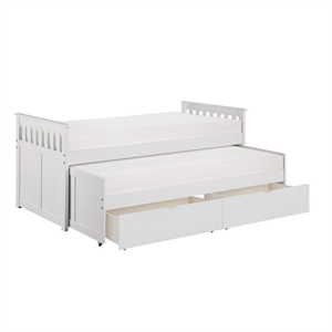 Pemberly Row 81.5&quot Transitional Wood Twin/Twin Bed with Storage Boxes in White