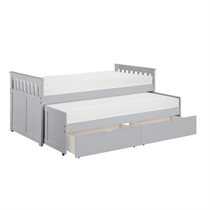 Pemberly Row 81.5&quot Transitional Wood Twin/Twin Bed with Storage Boxes in Gray