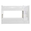 Pemberly Row Reversible Step Storage Wood Bunk Bed with Trundle Bed in White