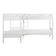 Pemberly Row Transitional Wood Corner Bunk Bed with Twin Trundle in White