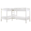 Pemberly Row Transitional Wood Corner Bunk Bed with Twin Trundle in White