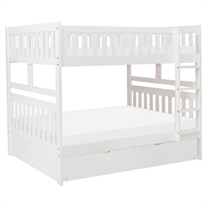 Pemberly Row Transitional Wood Full over Full Bunk Bed with Trundle in White