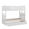 Pemberly Row Transitional Wood Twin over Twin Bunk Bed with Trundle in White