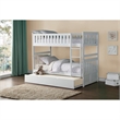 Pemberly Row Transitional Wood Twin over Twin Bunk Bed with Trundle in White