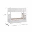 Pemberly Row Transitional Wood Twin over Twin Bunk Bed with Trundle in White