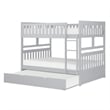 Pemberly Row Transitional Wood Full over Full Bunk Bed with Trundle Bed in Gray