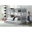Pemberly Row Transitional Wood Full over Full Bunk Bed with Trundle Bed in Gray