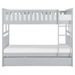 Pemberly Row Transitional Wood Full over Full Bunk Bed with Trundle Bed in Gray