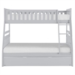 Pemberly Row Transitional Wood Twin over Full Bunk Bed with Trundle Bed in Gray