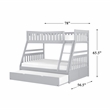 Pemberly Row Transitional Wood Twin over Full Bunk Bed with Trundle Bed in Gray