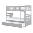Pemberly Row Transitional Wood Twin over Twin Bunk Bed with Trundle Bed in Gray
