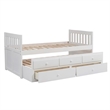 Pemberly Row Wood Twin over Twin Trundle Bed with 2-Storage Drawers in White