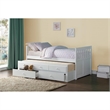 Pemberly Row Wood Twin over Twin Trundle Bed with 2-Storage Drawers in White
