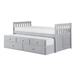 Pemberly Row Wood Twin over Twin Trundle Bed with 2-Storage Drawers in Gray