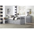 Pemberly Row Wood Twin over Twin Trundle Bed with 2-Storage Drawers in Gray