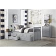 Pemberly Row Wood Twin over Twin Trundle Bed with 2-Storage Drawers in Gray
