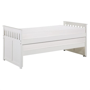 Pemberly Row 81.5&quot Transitional Wood Twin over Twin Bed in White