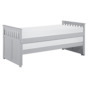 Pemberly Row 81.5&quot Transitional Wood Twin over Twin Bed in Gray
