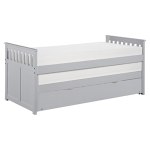 Pemberly Row 81.5&quot Transitional Wood Twin/Twin Bed with Twin Trundle in Gray