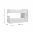 Pemberly Row Reversible Step Storage Wood Bunk Bed with Storage Boxes in White