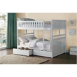 Pemberly Row 2-Storage Boxes Transitional Wood Full over Full Bunk Bed in White