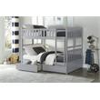 Pemberly Row Transitional Wood Full over Full Bunk Bed with Storage Box in Gray