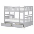 Pemberly Row Transitional Wood Full over Full Bunk Bed with Storage Box in Gray