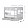 Pemberly Row Transitional Wood Full over Full Bunk Bed with Storage Box in Gray