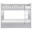 Pemberly Row Transitional Wood Full over Full Bunk Bed with Storage Box in Gray