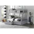 Pemberly Row Transitional Wood Twin over Full Bunk Bed with Storage Box in Gray