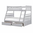 Pemberly Row Transitional Wood Twin over Full Bunk Bed with Storage Box in Gray