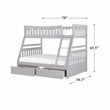 Pemberly Row Transitional Wood Twin over Full Bunk Bed with Storage Box in Gray