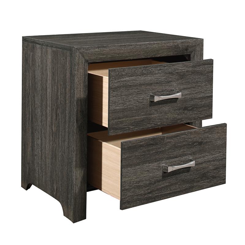Pemberly Row 2-Drawers Contemporary Wood Nightstand in Dark Gray