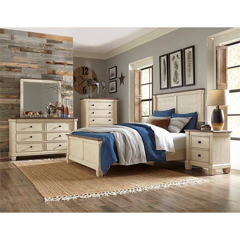 Pemberly Row 2-Drawer Transitional Wood Nightstand in Antique White/Rosy Brown