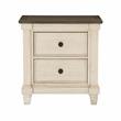Pemberly Row 2-Drawer Transitional Wood Nightstand in Antique White/Rosy Brown