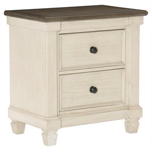 pemberly row 2-drawer transitional wood nightstand in antique