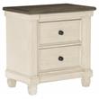 Pemberly Row 2-Drawer Transitional Wood Nightstand in Antique White/Rosy Brown