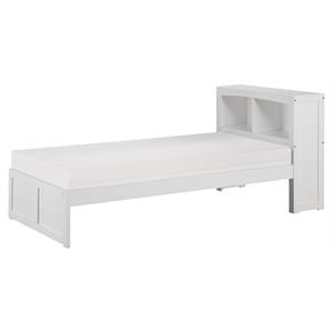Pemberly Row 88.5&quot Transitional Wood Twin Bookcase Bed in White