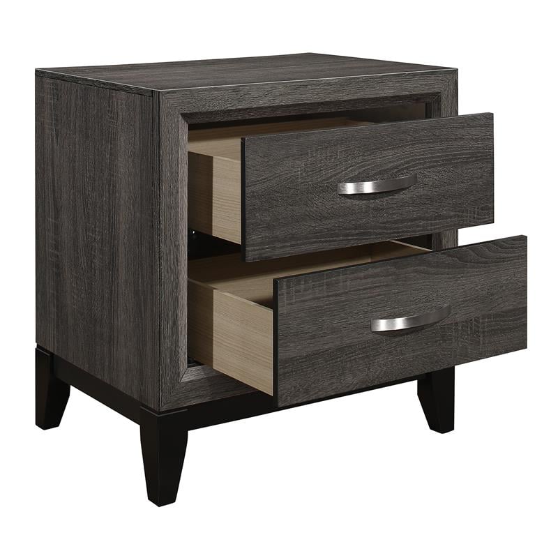 Pemberly Row 2-Dovetail Drawers Modern Wood Nightstand in Gray