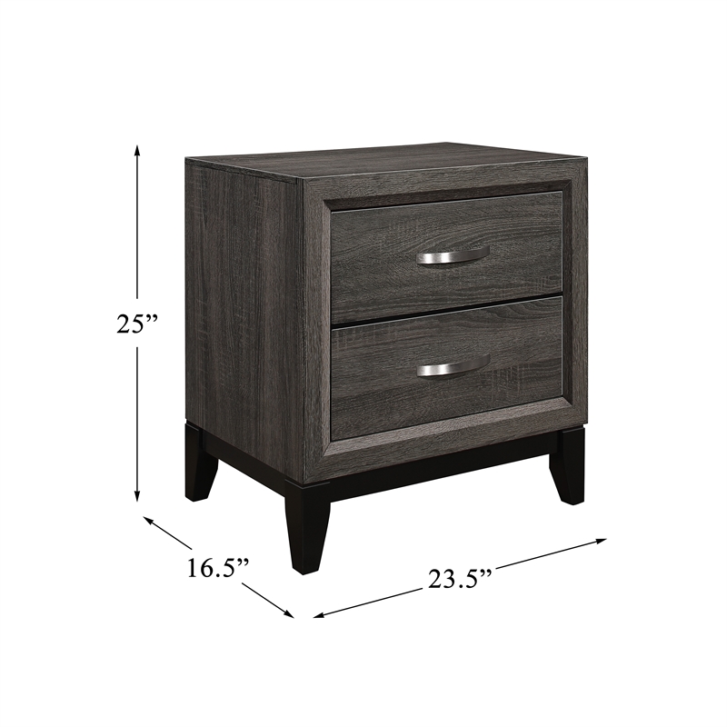 Pemberly Row 2-Dovetail Drawers Modern Wood Nightstand in Gray